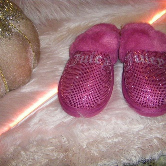 Juicy Couture 6 Kisses Magenta Slide Slipper Sandals Faux Fur Women's Sizes New - Picture 5 of 13